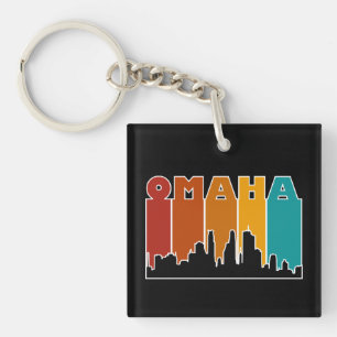 Colorful Omaha Nebraska Retro Sunset Keychain