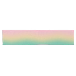 Colorful Ombre Gradient Teal Peach Pink Short Table Runner