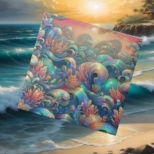 Colorful Opal Ocean Waves Coral Reef Ceramic Tile
