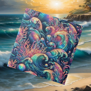 Colorful Opal Ocean Waves Coral Reef Ceramic Tile