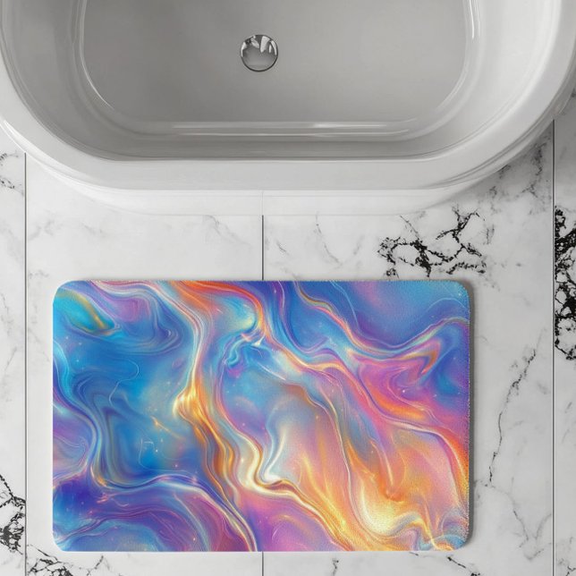 Colorful opal swirly flowing marble texture bath mat (Creator Uploaded)