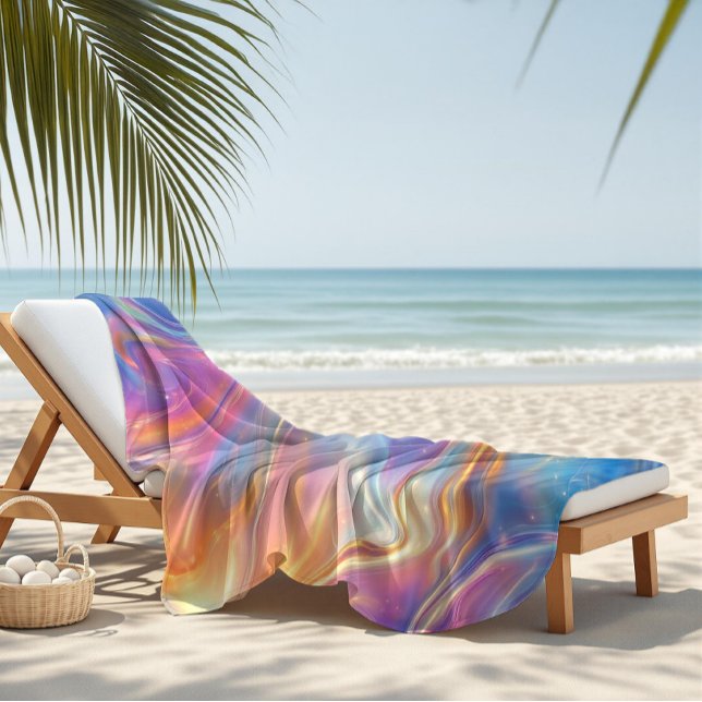 Colorful opal swirly flowing marble texture beach towel (Creator Uploaded)