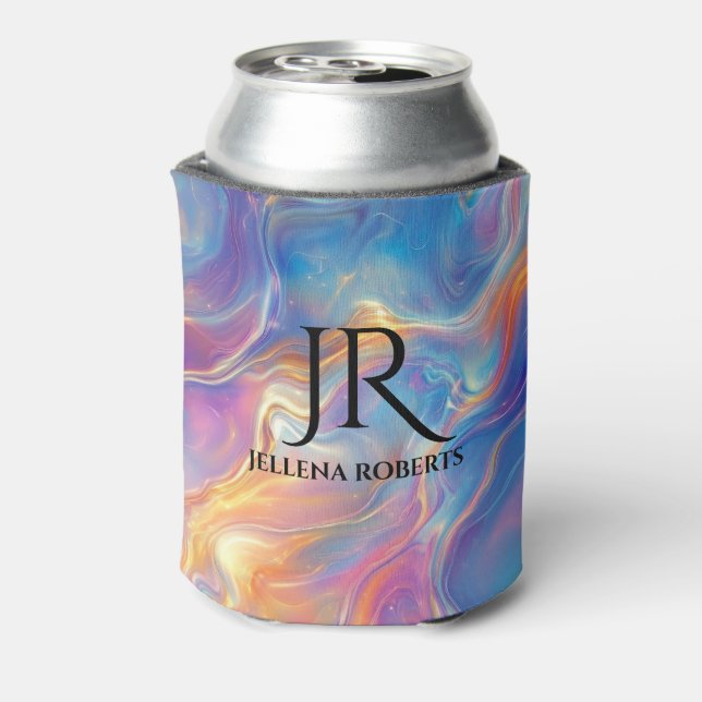 Colorful opal swirly flowing marble texture can cooler (Can Back)