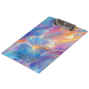 Colorful opal swirly flowing marble texture clipboard