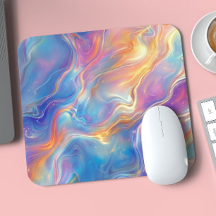 Colorful opal swirly flowing marble texture mouse pad