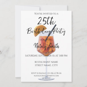 Colorful orange cocktail invitation