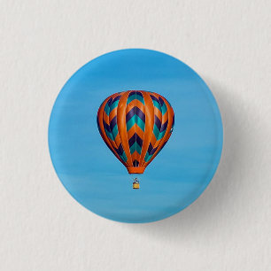 Colorful Orange Hot Air Balloon Photo 1 Inch Round Button