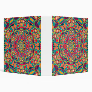 Colorful Ornate Kaleidoscope Mandala Pattern Binder