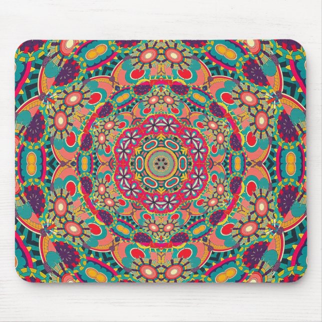 Colorful Ornate Kaleidoscope Mandala Pattern Mouse Pad (Front)