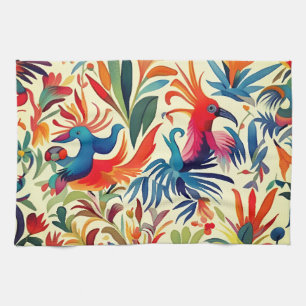 Colorful Otomi Birds Pattern  Kitchen Towel