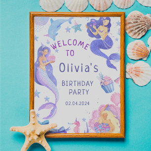 Colorful Our Little Mermaid All Ages Birthday  Poster