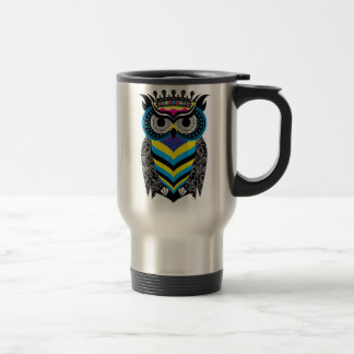 Colorful Owl Art Thermal Viewer Travel Mug
