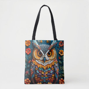 Colorful Owl Artwork With Intricate Detail Tote Bag