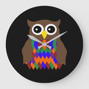 Colorful Owl Large Clock