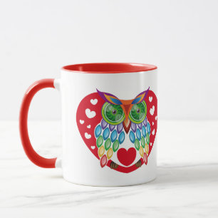 Colorful owl, love mug
