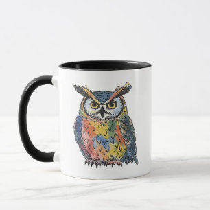Colorful Owl Watercolor Mug