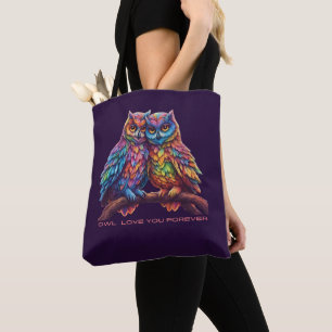 Colorful Owls-Love Birds-Valentine's Day Gift- Tote Bag