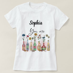 Colorful Paint Bottle Floral Sublimination Costom  T-Shirt