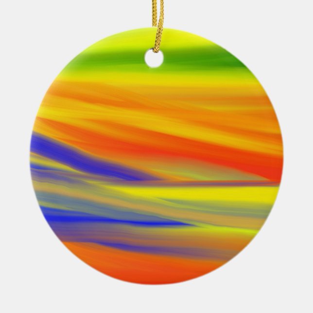 COLORFUL PAINT RAINBOW ART CERAMIC ORNAMENT (Front)