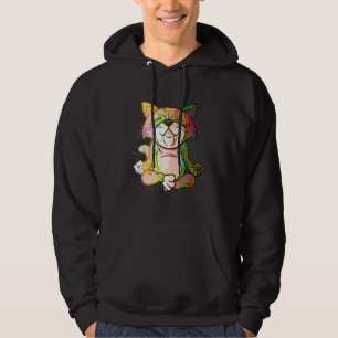 Colorful Paint Splash Meditation Yoga Relaxing Cat Hoodie