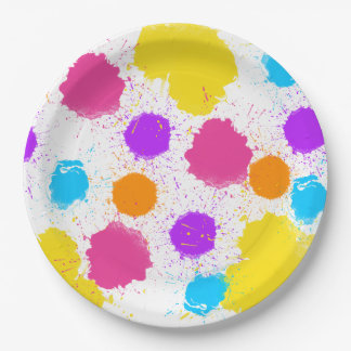 Colorful Paint Splatters Paper Plate
