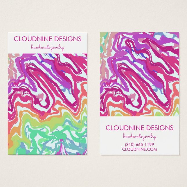 Colorful Paint Swirls Earring Necklace Jewelry (Front & Back)