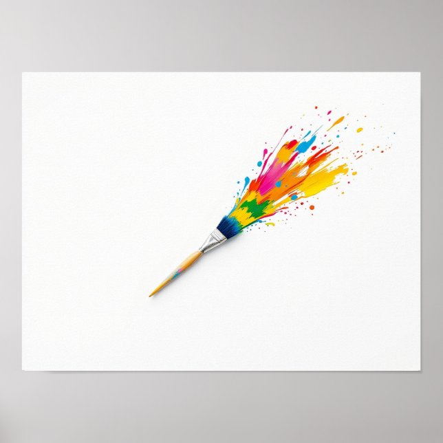 Colorful Paintbrush Explosion Artistic Splash Art Poster (Front)