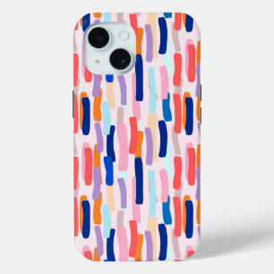 Colorful Paintbrush Stroke Pattern iPhone 15 Case