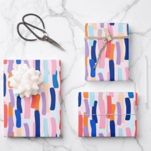 Colorful Paintbrush Stroke Pattern Wrapping Paper Sheet
