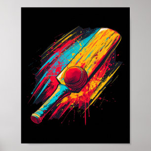Colorful Painted Cricket T And Ll On Artistic Cric Poster
