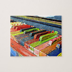 Colorful Painted Piano Keys Jigsaw Puzzle