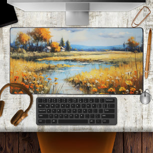 Colorful Painted Summer Landscape Desk Mat