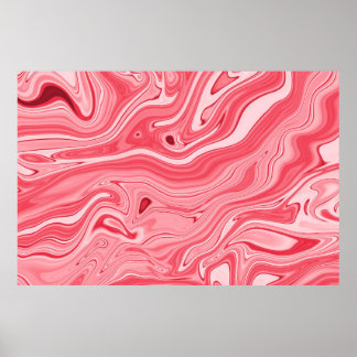 Colorful paintings of marbling, red marble ink pat poster