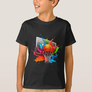 Colorful Paints Splash Basketball Ball T-Shirt