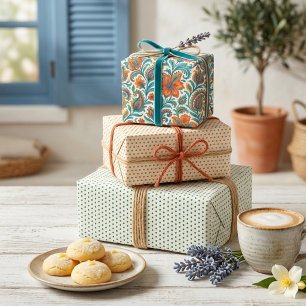 Colorful Paisley Floral Art Pattern Wrapping Paper