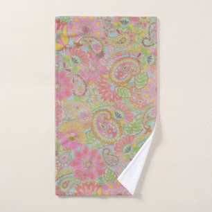 Colorful Paisley Floral botanical Flowers     Hand Towel
