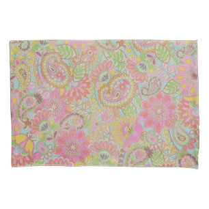 Colorful Paisley Floral botanical Flowers Pillowcase