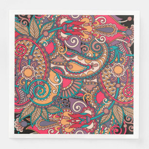 Colorful Paisley Floral Ornament Napkin