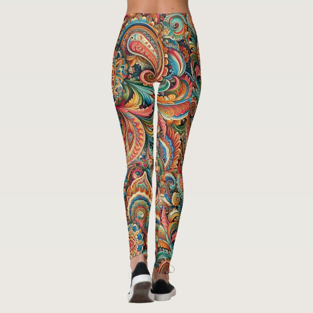 Colorful Paisley Leggings tout-imprimé (Dos)