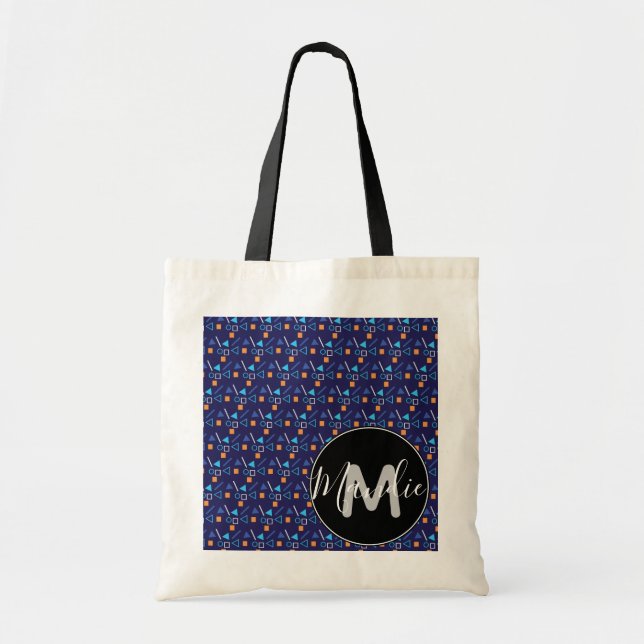 Colorful Palm Tree and Geometric Pattern Tote Bag (Front)