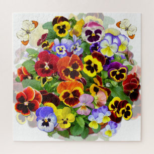 Colorful Pansies and Butterflies Puzzle