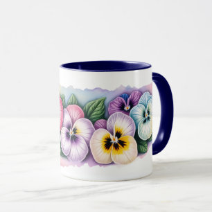 Colorful Pansies Flower Mug