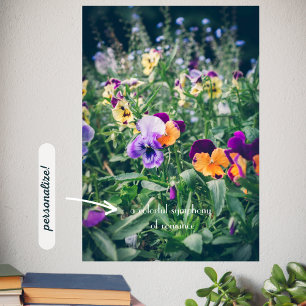 Colorful pansies in a summer country garden poster