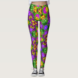 Colorful Pansy Pattern Leggings