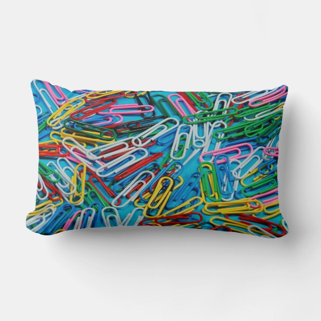 Colorful paperclips pattern throw pillow (Front)