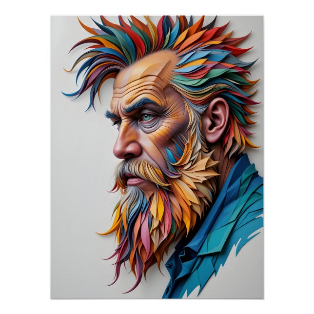Colorful Papercraft Portrait Poster (Front)