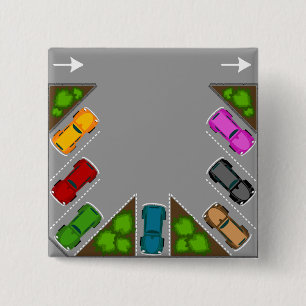 Colorful Parking Lot Overhead View Car Enthusiast 2 Inch Square Button