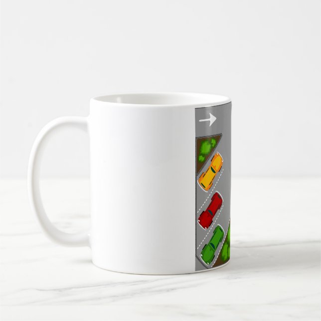 Colorful Parking Lot Overhead View Car Enthusiast Coffee Mug (Left)