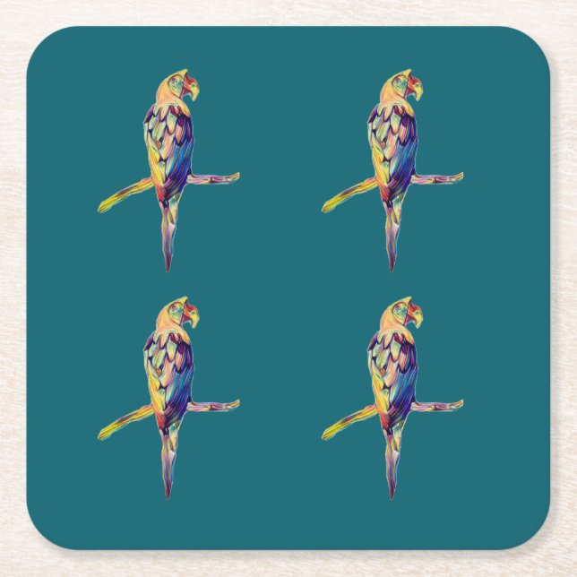 Colorful Parrot Coaster (Front)