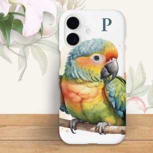 Colorful Parrot Monogram Tropical Bird Wildlife